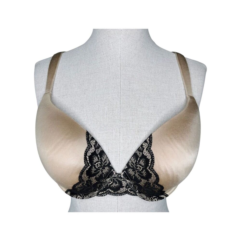 Soma Enhancing Shape Full Coverage Bra sz 36C * Lace Trim Shaping Smoothing Tan